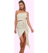 Kadın Sarong Stil Kemerli Düz Desen Plaj Midi Etek Keten Görünümlü Yaz Aylarının Vazgeçilmezi