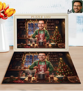 BK Gift Kişiye Özel Erkek Yılbaşı Karikatür Tasarımlı 1000 Parça Profesyonel Puzzle-6, 1000 Puzzle, Yeni Yıl Hediyesi, Yılbaşı Hediyesi
