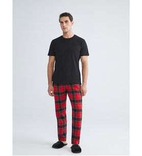 LC WAIKIKI Kırmızı Standart Kalıp Ekose Erkek Pijama Alt