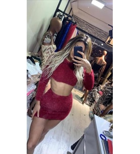 Simli Bordo Kırçıllı İkili Takım