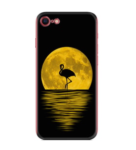 Apple iPhone 5 6 7 8 Plus Se XR Kılıf Desemli Silikon Ay ve Flamingo 1775