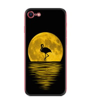 Apple iPhone 5 6 7 8 Plus Se XR Kılıf Desemli Silikon Ay ve Flamingo 1775