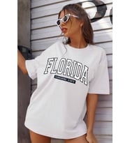 Unisex Florida Baskılı Tasarım Tshirt (Beyaz)