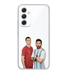 Samsung Galaxy A04S Uyumlu Cristiano Ronaldo & Lionel Messi Tasarımlı Şeffaf Telefon Kılıfı