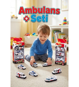 6'lı Metal Ambulans Seti - Diecast Oyuncak Ambulans Ekibi - Dayanıklı Alaşım Model Araçlar