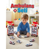 6'lı Metal Ambulans Seti - Diecast Oyuncak Ambulans Ekibi - Dayanıklı Alaşım Model Araçlar