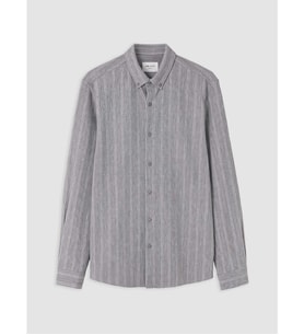 LCW Vision Gri Slim Fit Çizgili Erkek Gömlek