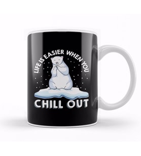 Life Is Easier When You Chill Out Polar Bear Pun Kupa Bardak Porselen
