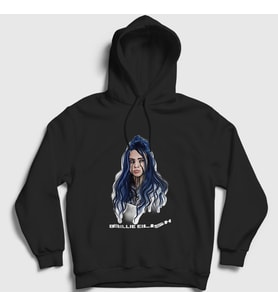 Presmono Unisex Beyaz PO Billie Eilish Kapüşonlu Sweatshirt 154783tt (Siyah)