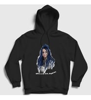 Presmono Unisex Beyaz PO Billie Eilish Kapüşonlu Sweatshirt 154783tt (Siyah)