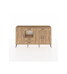 Arges Konsol 4 Raflı 4 Çekmeceli 3 Kapaklı 176x30x99 Çam-Çam