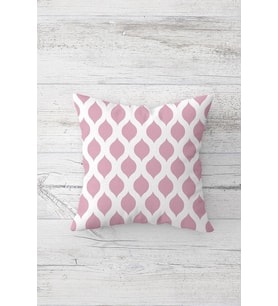 Pembe Beyaz Ikat Desen Çift Tarafı Baskılı Gizli Fermuarlı Yastık Kılıfı Kırlent Koltuk Yastık Kılıf (Beyaz-Pembe)