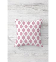 Pembe Beyaz Ikat Desen Çift Tarafı Baskılı Gizli Fermuarlı Yastık Kılıfı Kırlent Koltuk Yastık Kılıf (Beyaz-Pembe)
