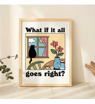 Renkli Kedi Baskısı, Ya her şey yolunda giderse Alıntı Poster, Chat Noir Baskısı, Retro Kedi Posteri