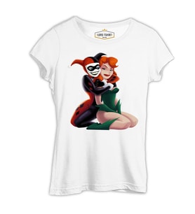 Harley Quinn and Ivy Beyaz Kadın Tshirt