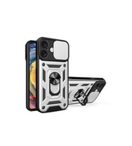 Apple iPhone 16 Kılıf Pars Lens Yüzüklü Silikon - Gümüş