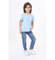 Toontoy Erkek Çocuk Nakışlı Tişört (Mavi)