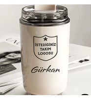 Kişiye Özel Retro Stil 240ml Vakumlu Isı Korumalı Takım Baskılı Termos Kupa (Beyaz)