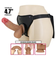 Lilitu Shop 17,3 cm Belden Bağlamalı İçi Dolu Strapon Melez Dildo - Fogg
