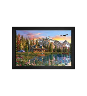Manzara Temalı Kanvas Tablo 80 x 110 cm Siyah Çerçeve
