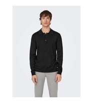 Only & Sons Erkek Polo Yaka Uzun Kollu Triko T-shirt - 22021184 (Siyah)