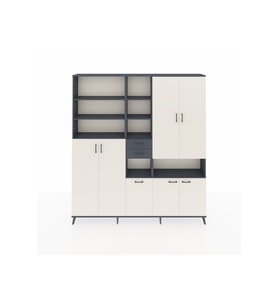 Arges Dolap 17 Raflı 2 Çekmeceli 7 Kapaklı 220x30x243 Antrasit-Aytaşı/Antrasit