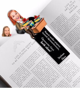 BK Gift Kişiye Özel Kadın Öğretmen Karikatürlü Ahşap Kitap Ayracı-4