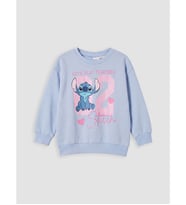 LCW Kids Mavi Stitch Baskılı Kız Çocuk Sweatshirt