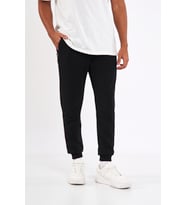 COMEOR Erkek Siyah Slim Fit Jogger Cep Nakış Fermuar Detaylı Eşofman Altı