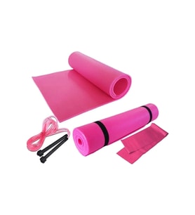 PİLATES MİNDER VE MAT DİRENÇ LASTİĞİ VE ATLAMA EGZERSİZ İPİ KALINLIK 7 MM 3'LÜ SET