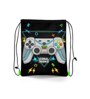 Coral High Kids Siyah Fosforlu Yeşil Gamer Desenli İpli Büzgülü Sırt Çantası 12655