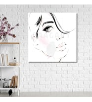 Tekli Kare Kanvas Yüksek Kaliteli Soft Yandan Kadın Yüzü