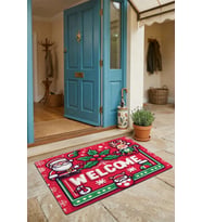 Valerine Life Kapı Önü Paspası 45x70cm Kaymaz Taban Dekoratif iç Dış Mekan Noel Baba Çınar Yaprağı