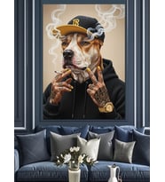 Dövmeli Hiphop Ve Köpek Dekoratif Kanvas - Mdf Ahşap Tablo