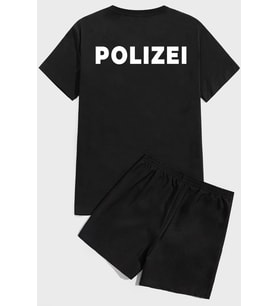 Polizei Baskı Şort Takım (Siyah)