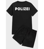 Polizei Baskı Şort Takım (Siyah)