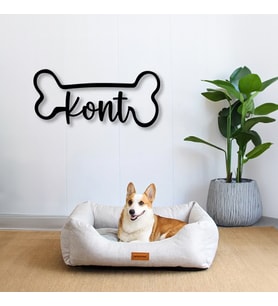 Evcil Hayvana Özel Köpek-Kemik Temalı Dekoratif Tablo (Siyah)