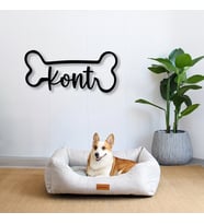 Evcil Hayvana Özel Köpek-Kemik Temalı Dekoratif Tablo (Siyah)