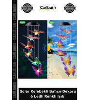 #Solar Dekoratif Peyzaj Aydınlatma Solar Led Işıklı Kelebekli Bahçe Dekoru 6 Ledli Renkli Işık