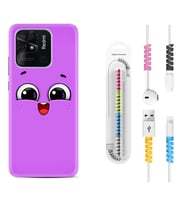 Xiaomi Poco X3 Pro M4 Pro X4 Pro C40 10C Kılıf Kablo Koruma Spiral Silikon Purple Sweety 1717