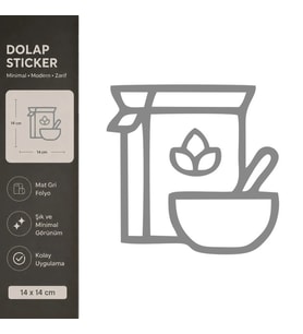 Tahıllılar Mat Gri Dekoratif Folyo Sticker 14x14 cm