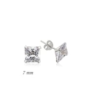 Gümüş Kare Tek Taş Zirkon Küpe - 7 mm CSR2181379