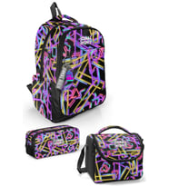 Coral High Siyah Renkli Neon Desenli 3’lü Okul Çanta Seti SET0133248