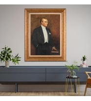 Altın Paspartulu Atatürk  Çerçeveli Tablo C938 (Gold)