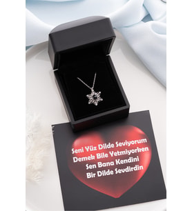 925 Ayar Gümüş Işıklı Kutuda 100 Dilde Seni Seviyorum Kartanesi Kolye