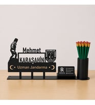 Jandarma Asker Komutan Masa İsimliği - Kişiye Özel, Mesleklere Özel İsimlik - Metal Ofis İsimliği, Kalemlik ve Kartlık Seti- Yeni İş, Terfi Hediyesi