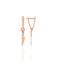 Söğütlü Silver Gümüş  rose zirkon taşlı özel tasarım v bıçak küpe