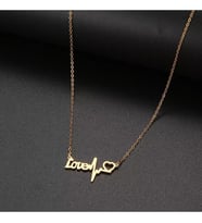 Love Kalpli Ritim 925 Ayar Gümüş Kolye (Altın)