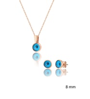 925 Ayar Gümüş Rose kaplama 8 mm Nazar Boncuğu Set & Takım