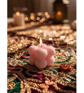Mumelia BubbleGlow - Doğal Soya Blok Dekoratif Mum - 5'li - Pembe